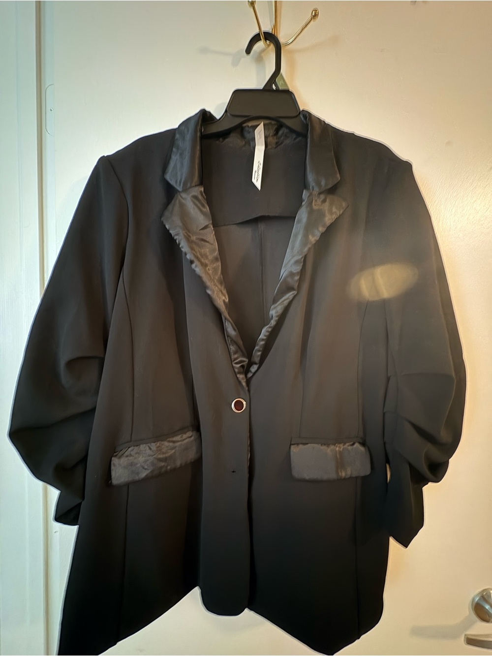 Black Women's Blazer with Satin Trim